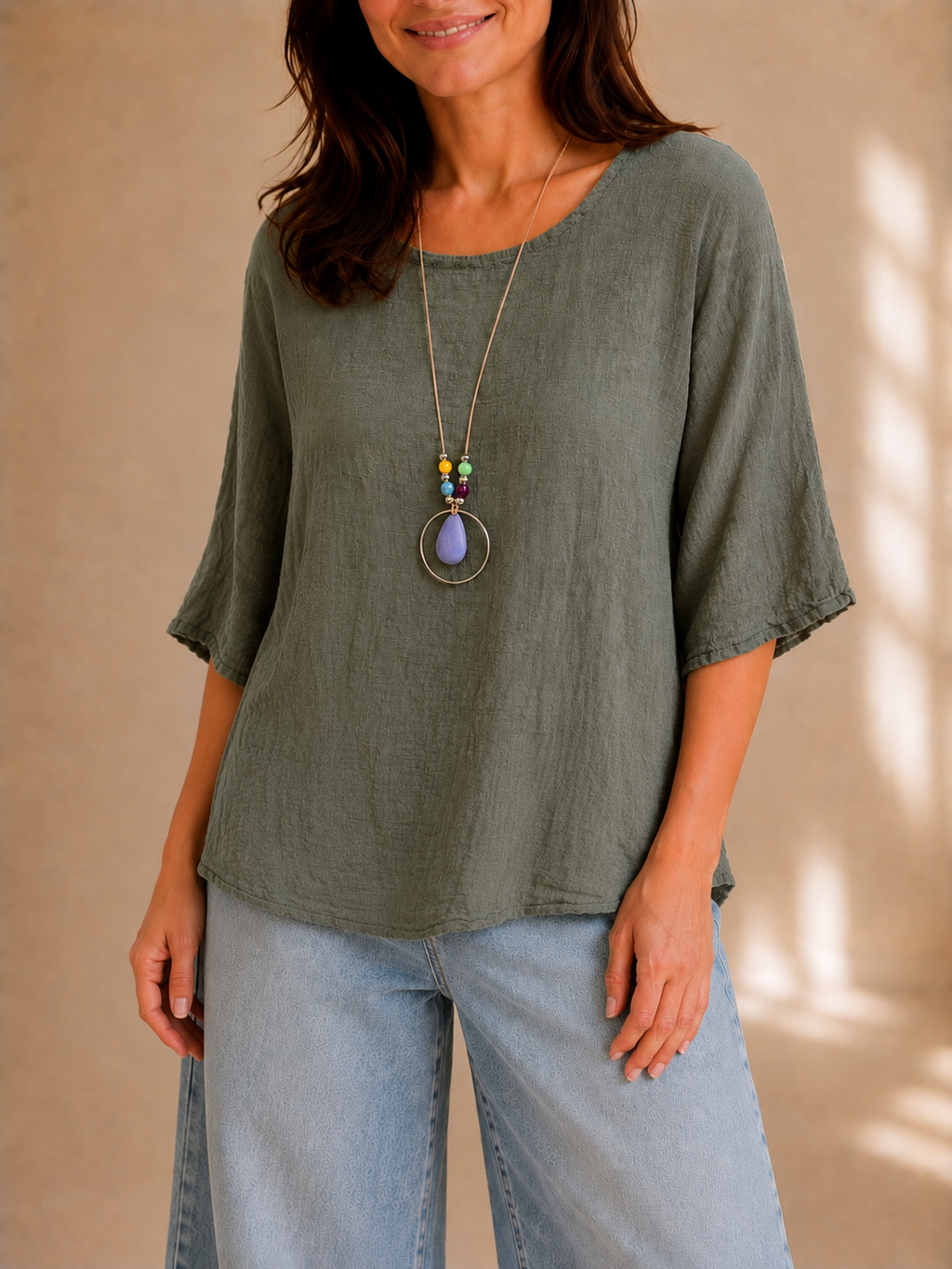 Blusa effetto lino