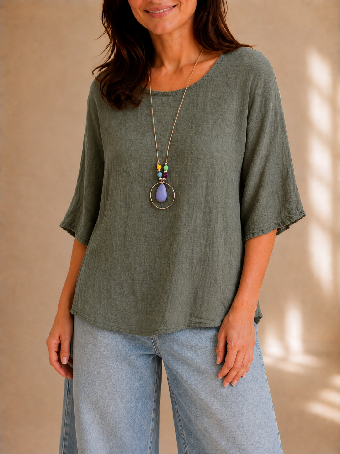 Blusa effetto lino