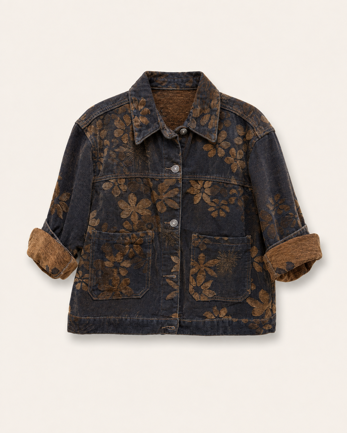 Giacca denim fantasia floreale