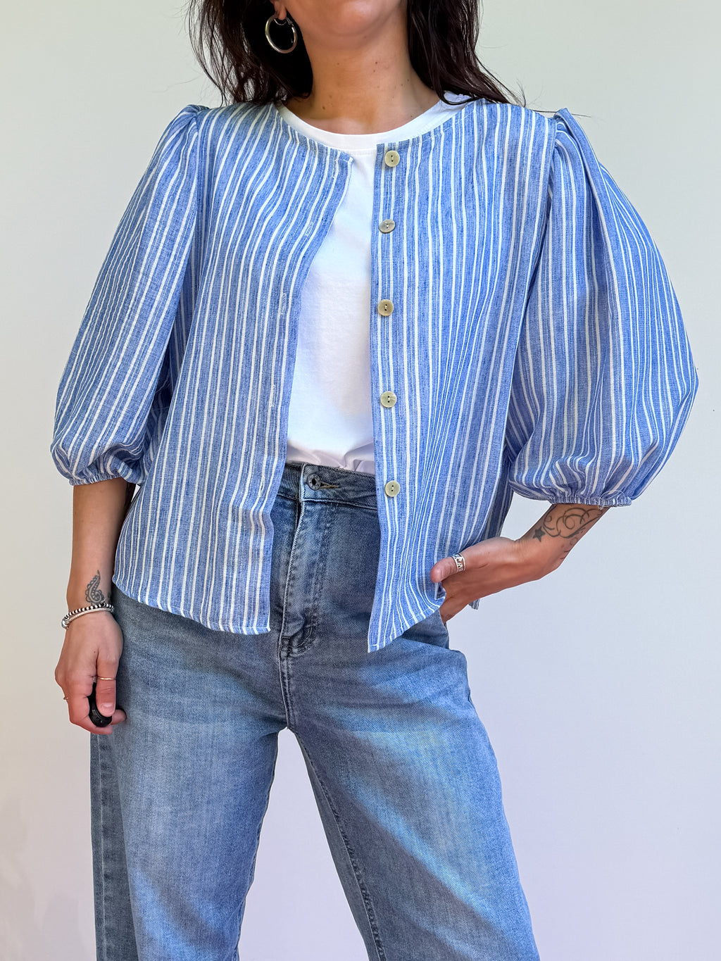 Camicia con manica a palloncino