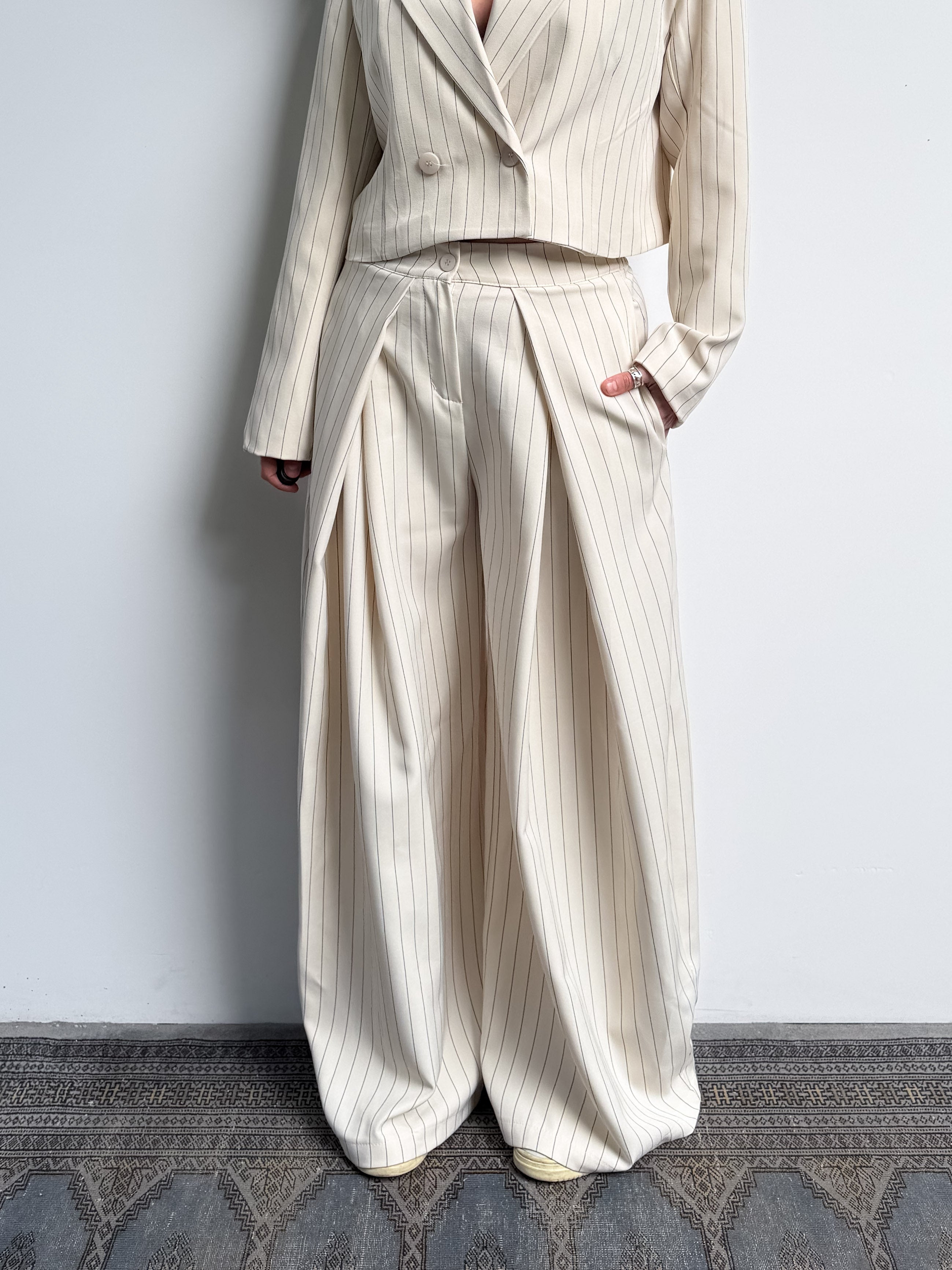 Pantalone gessato baloon