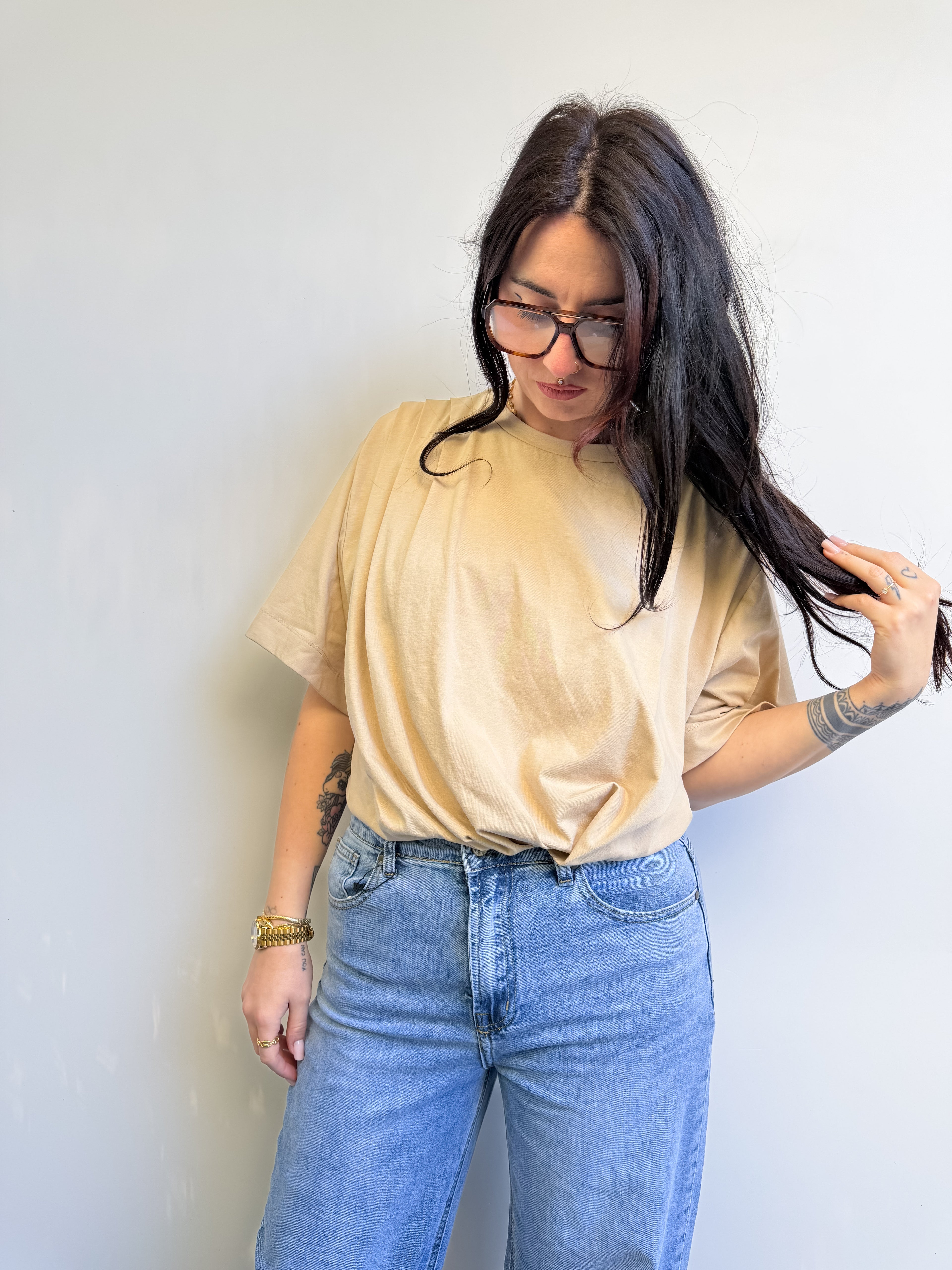 T-shirt crop con drappeggio