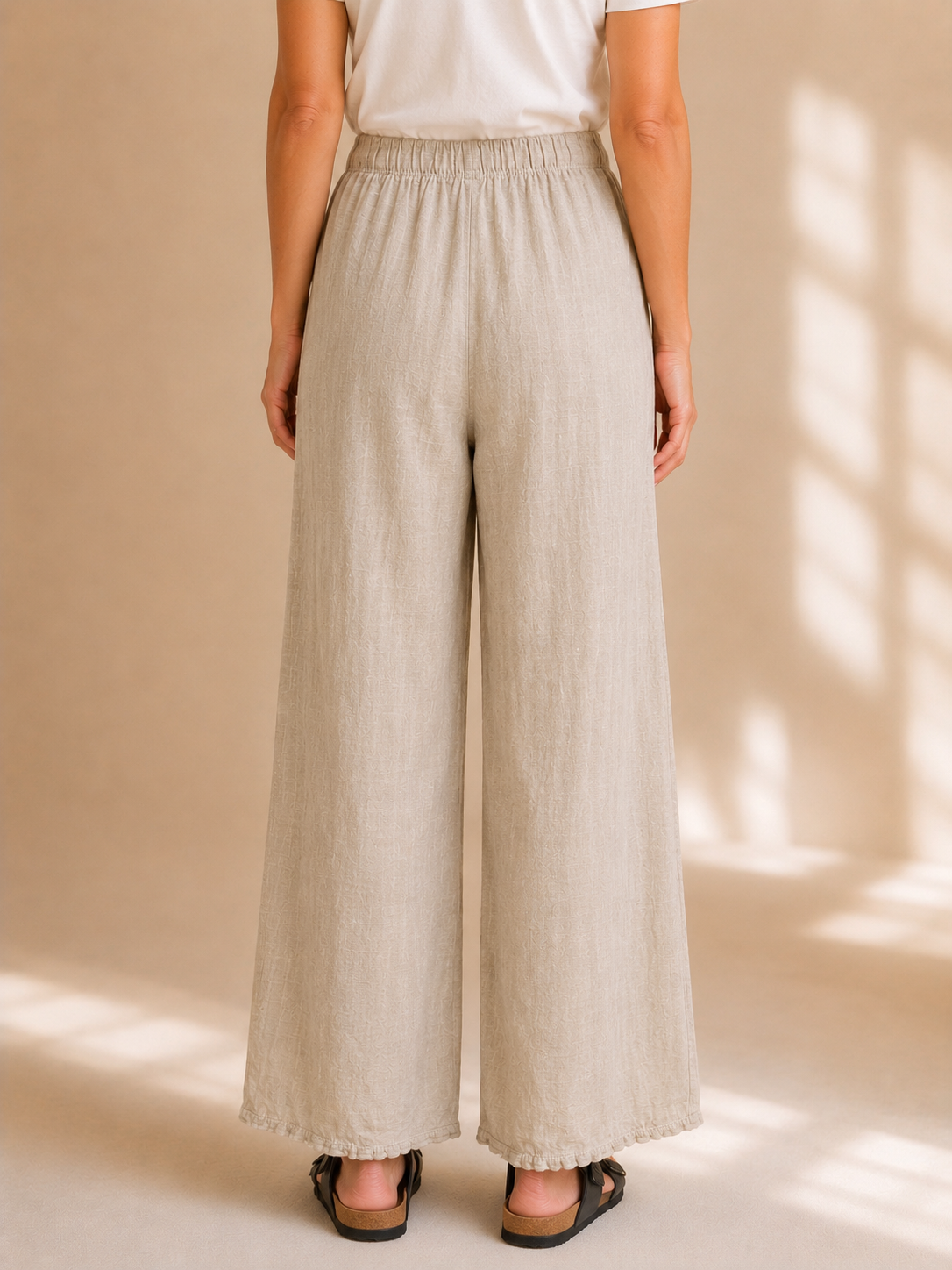 Pantalone palazzo effetto lino