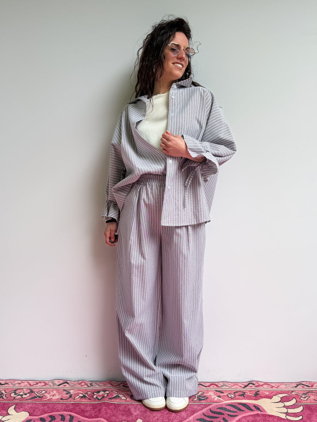 Pantapalazzo gessato con elastico