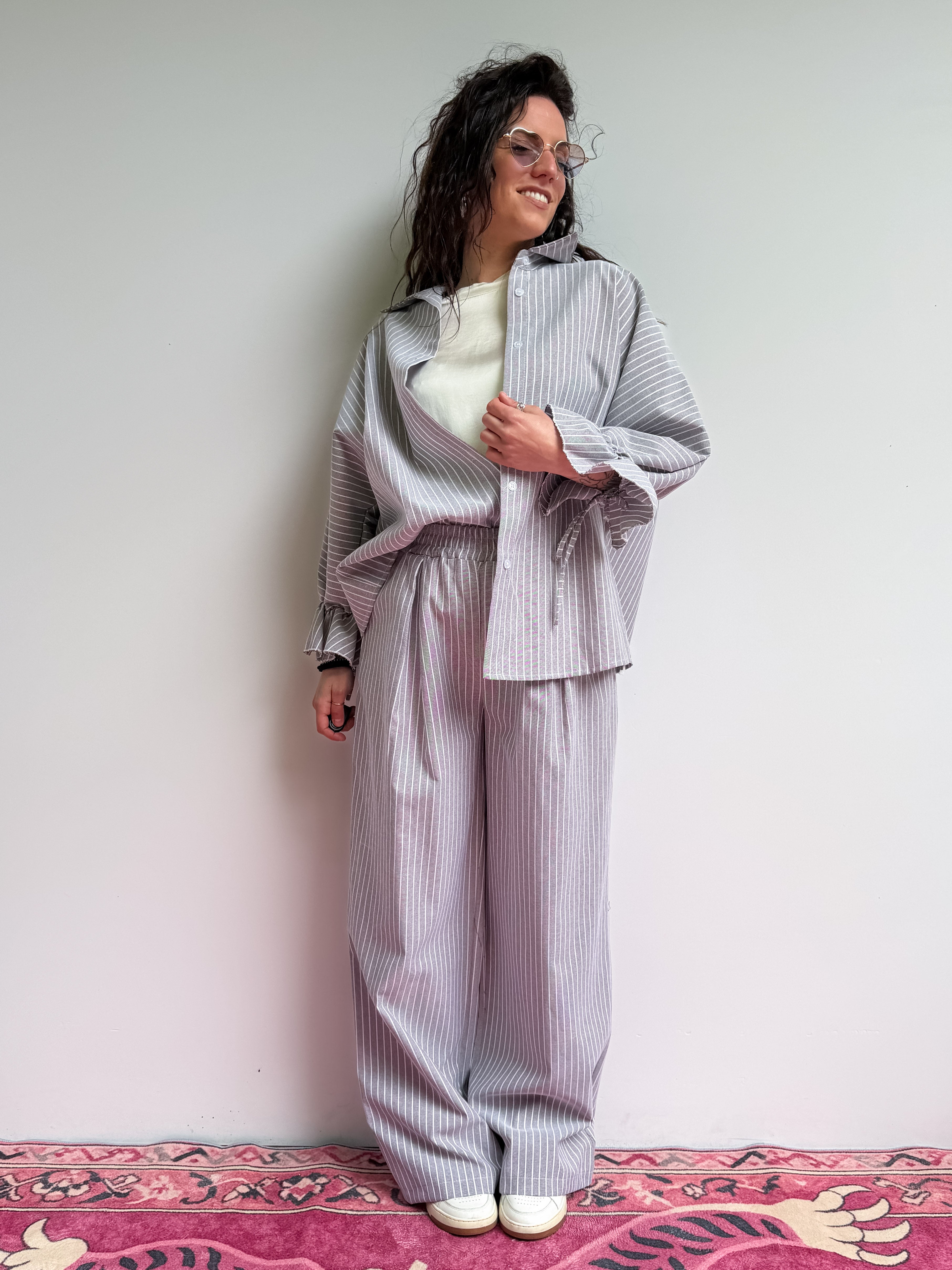 Pantapalazzo gessato con elastico