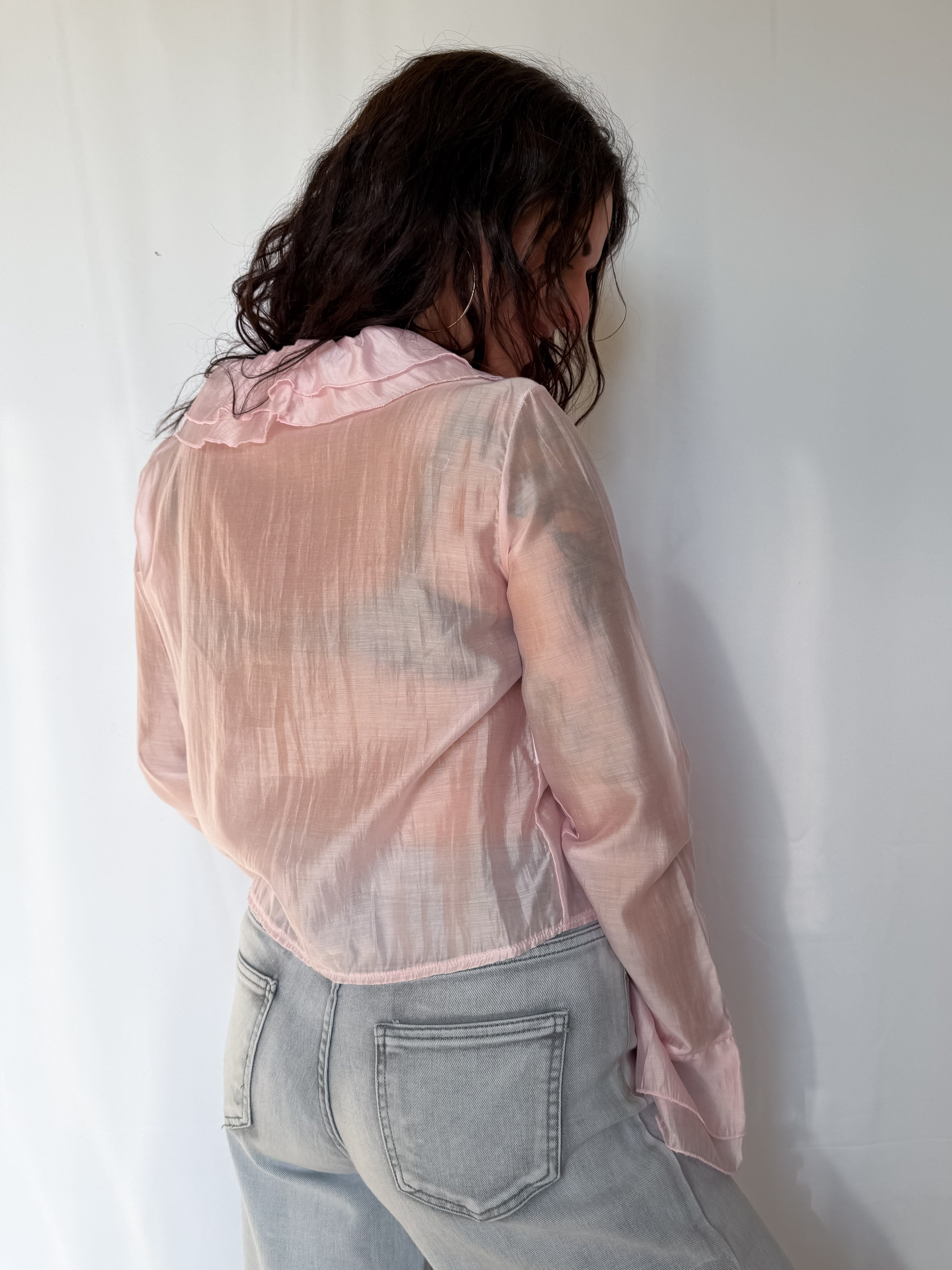 Blusa cropped con rouches