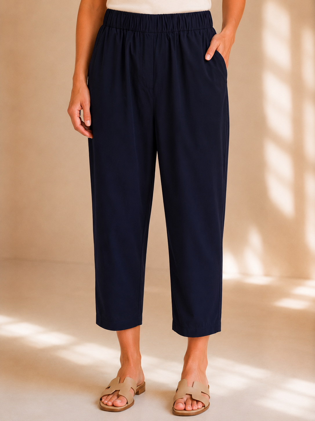 Pantalone cropped elasticizzato