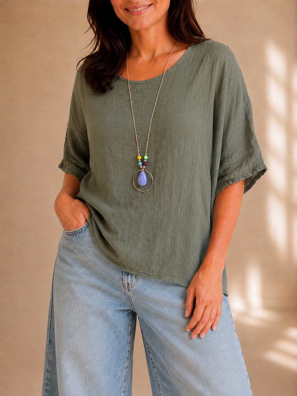 Blusa effetto lino