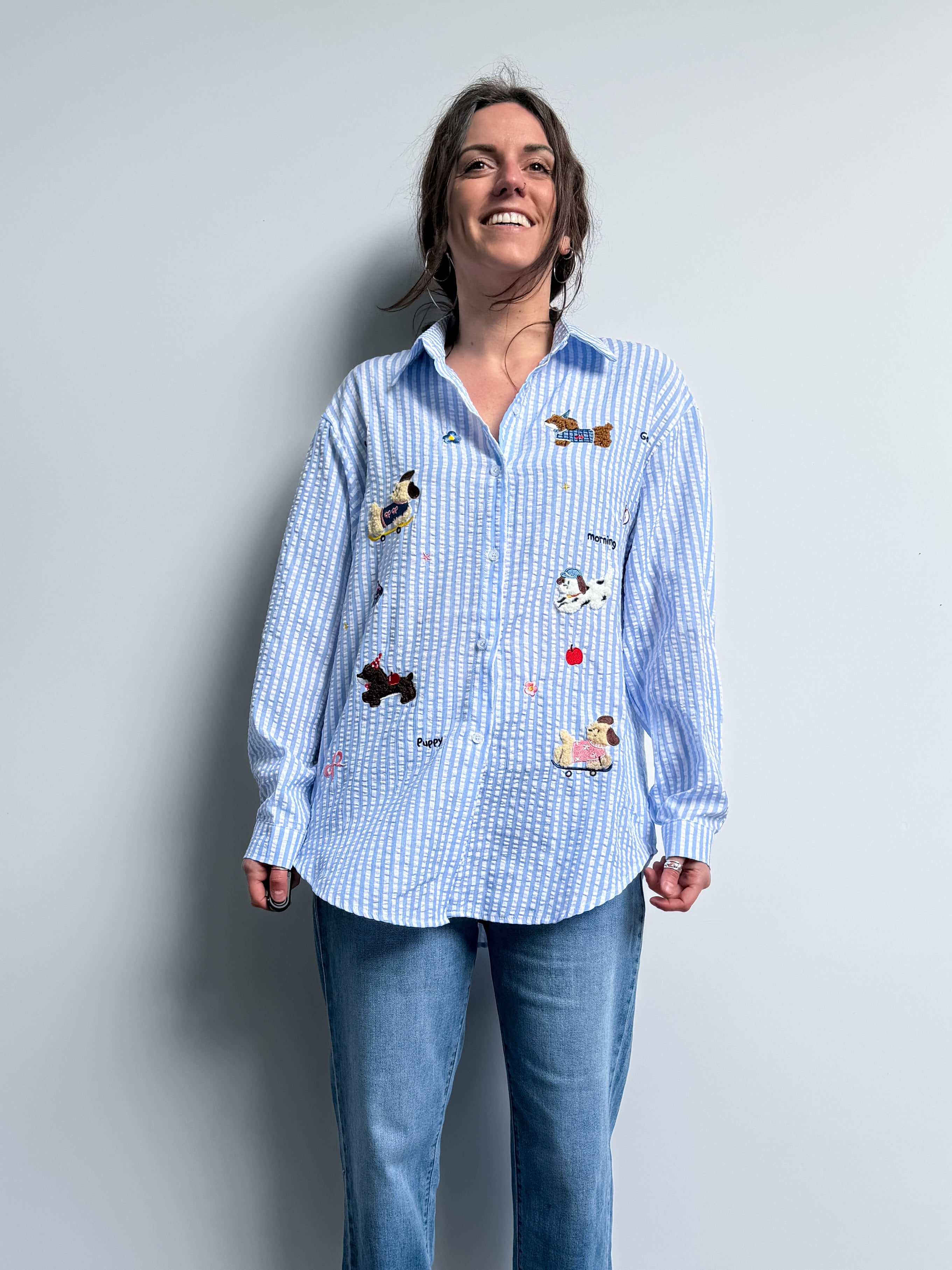 Camicia rigata con patch