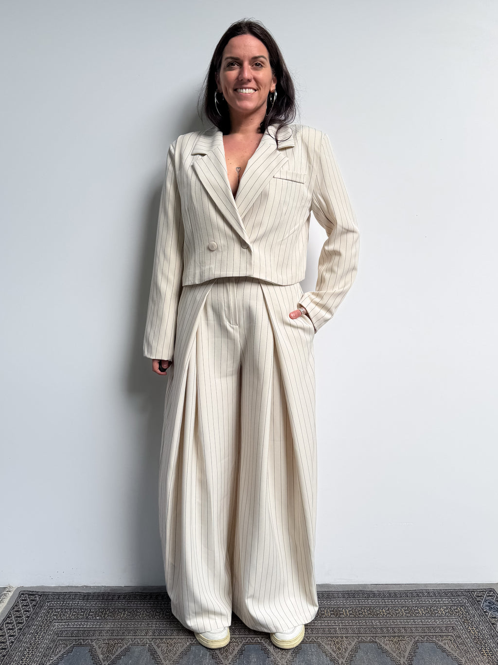 Pantalone gessato baloon