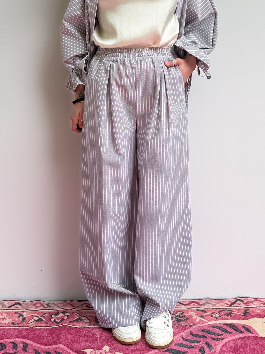 Pantapalazzo gessato con elastico