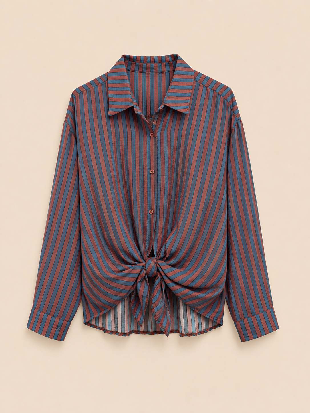 Camicia over velata a righe
