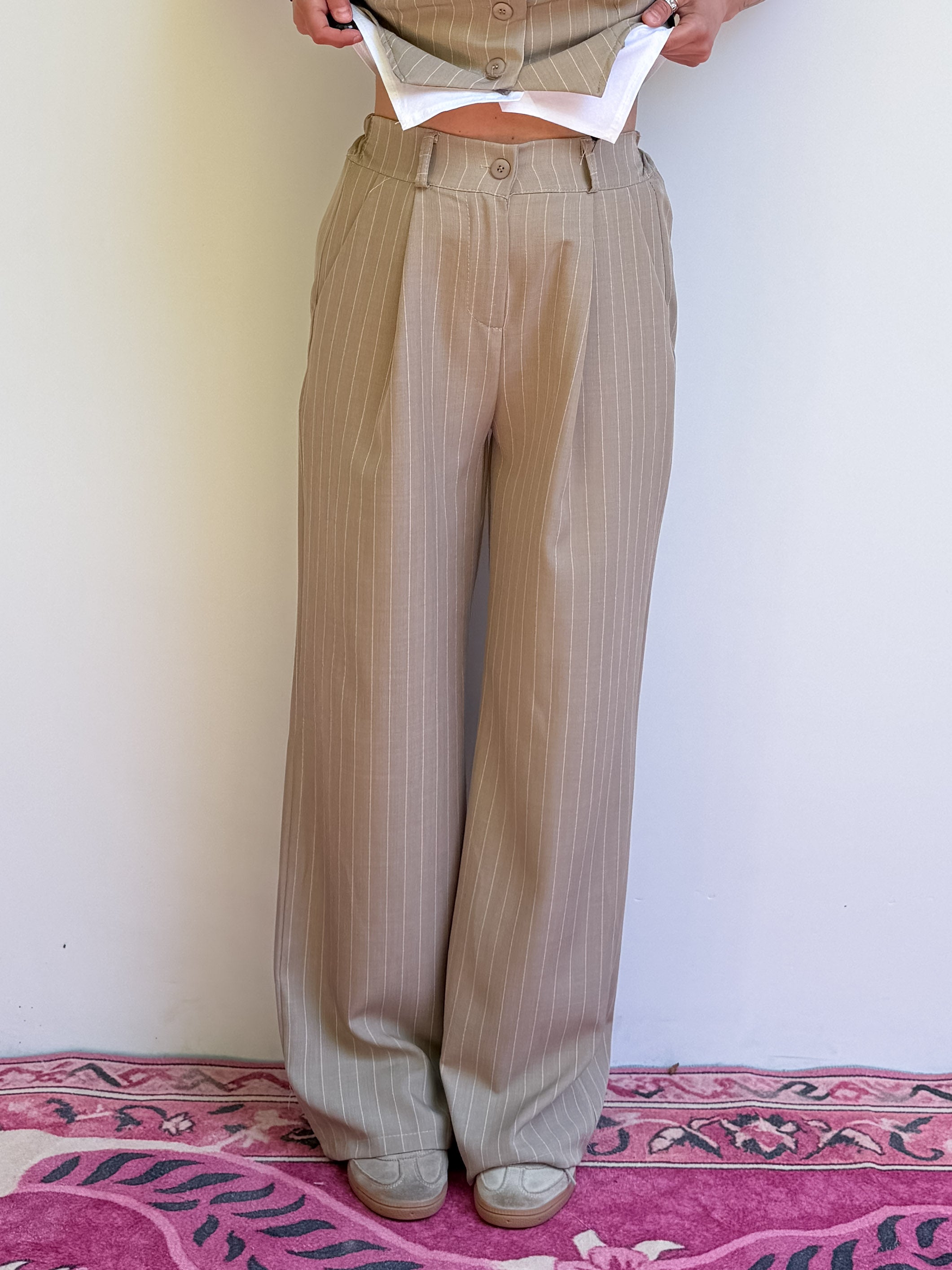 Pantalone ampio gessato
