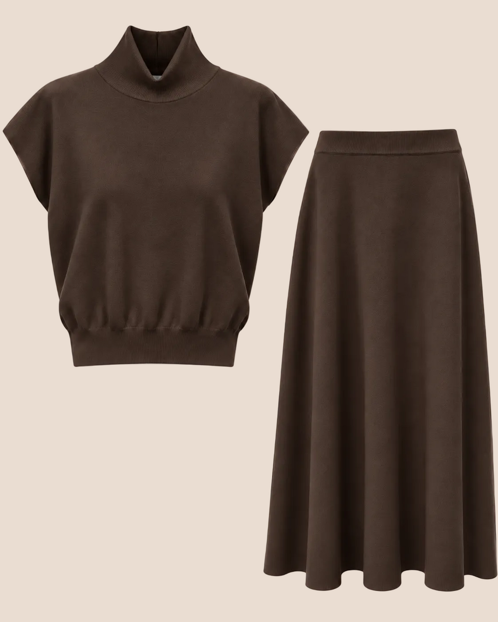Completo in maglia con gonna midi