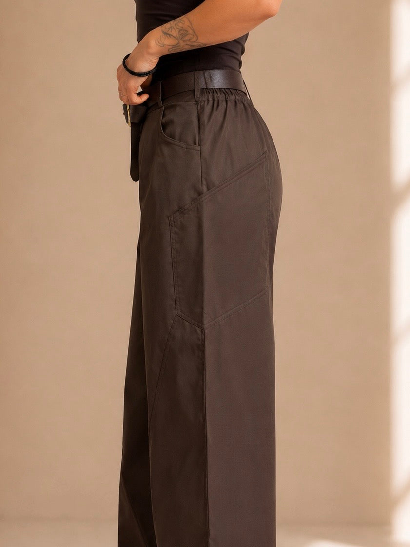Pantalone barrel in tela