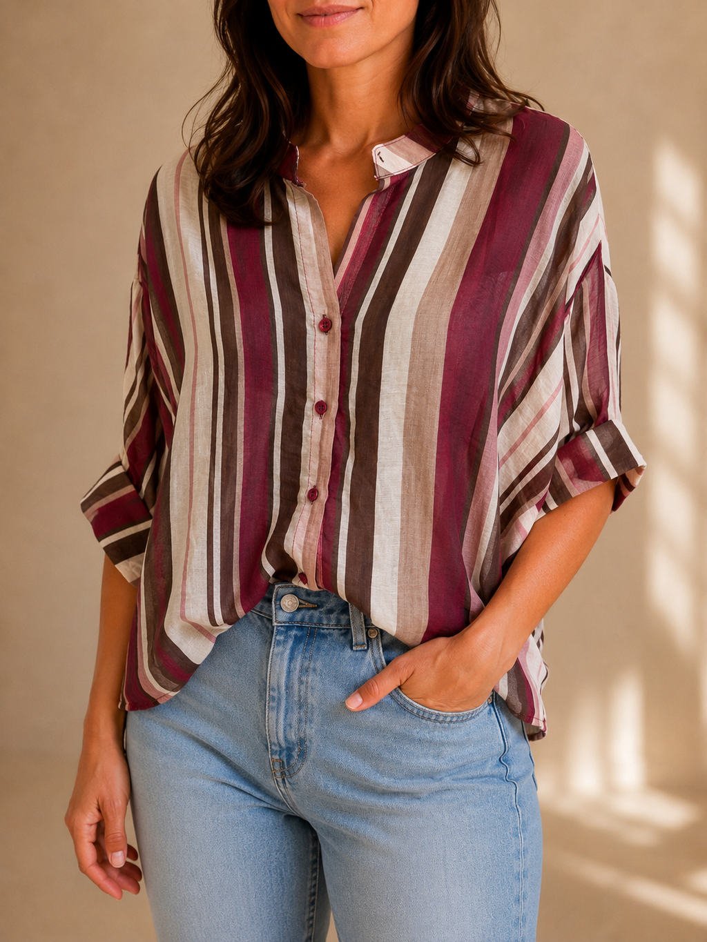 Camicia velata a righe