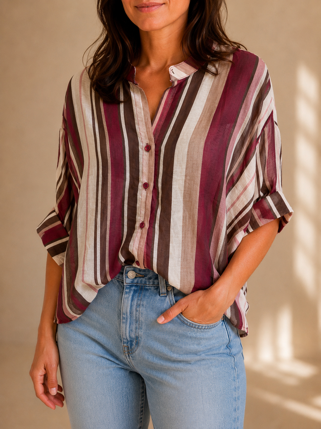Camicia velata a righe