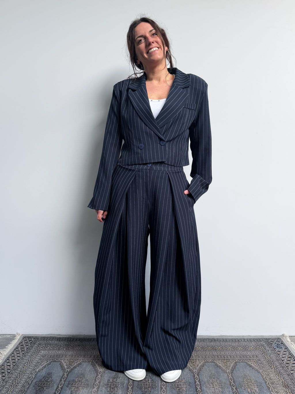 Pantalone gessato baloon