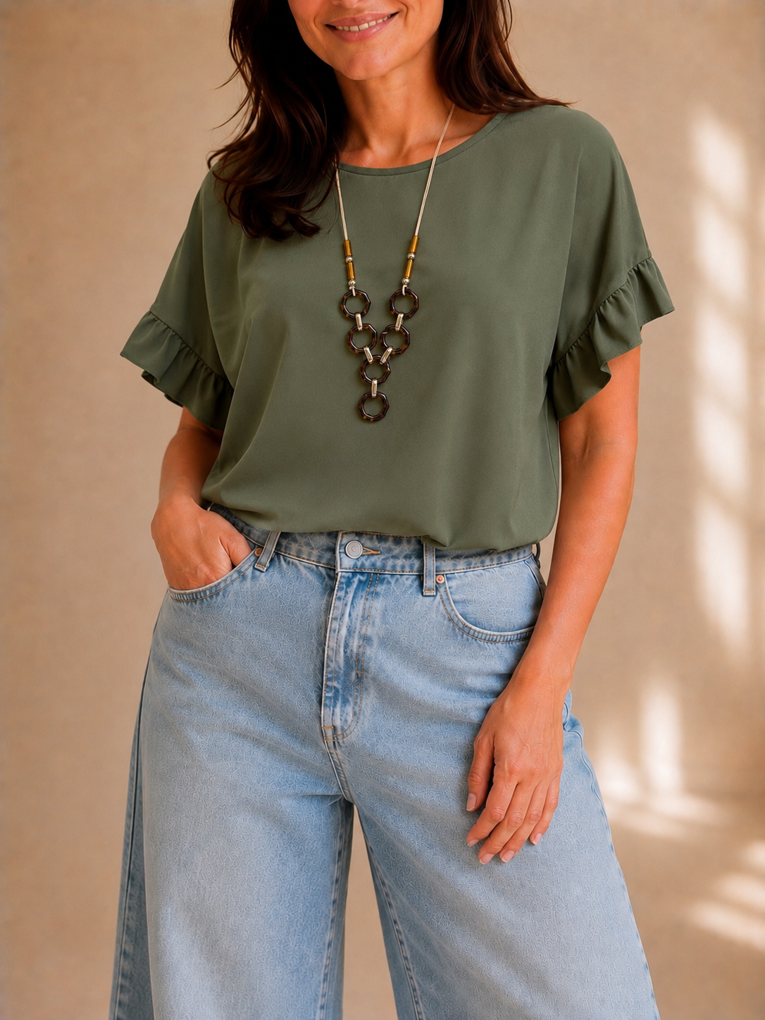 Blusa con manica volant