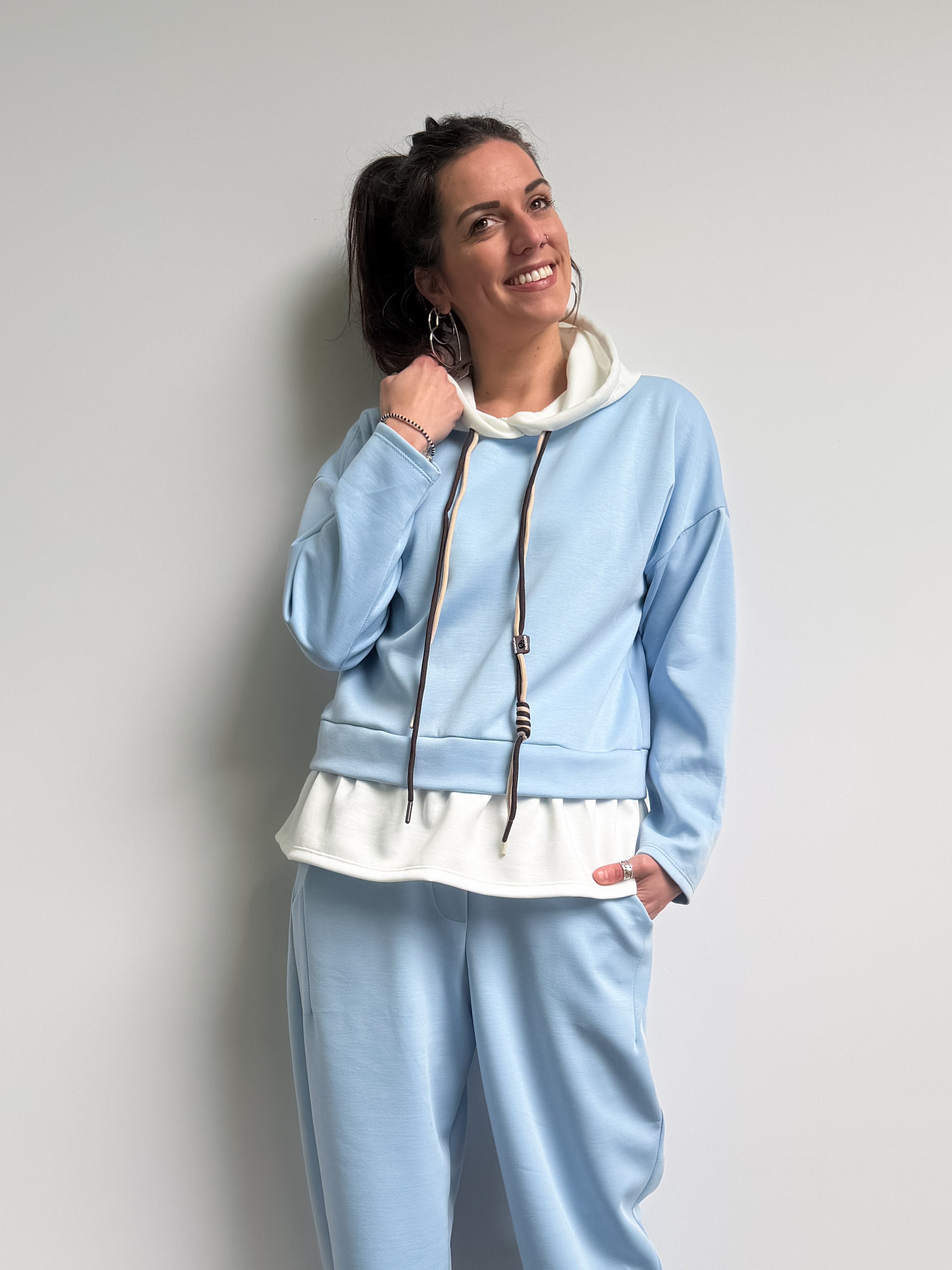 Felpa doppia con cappuccio