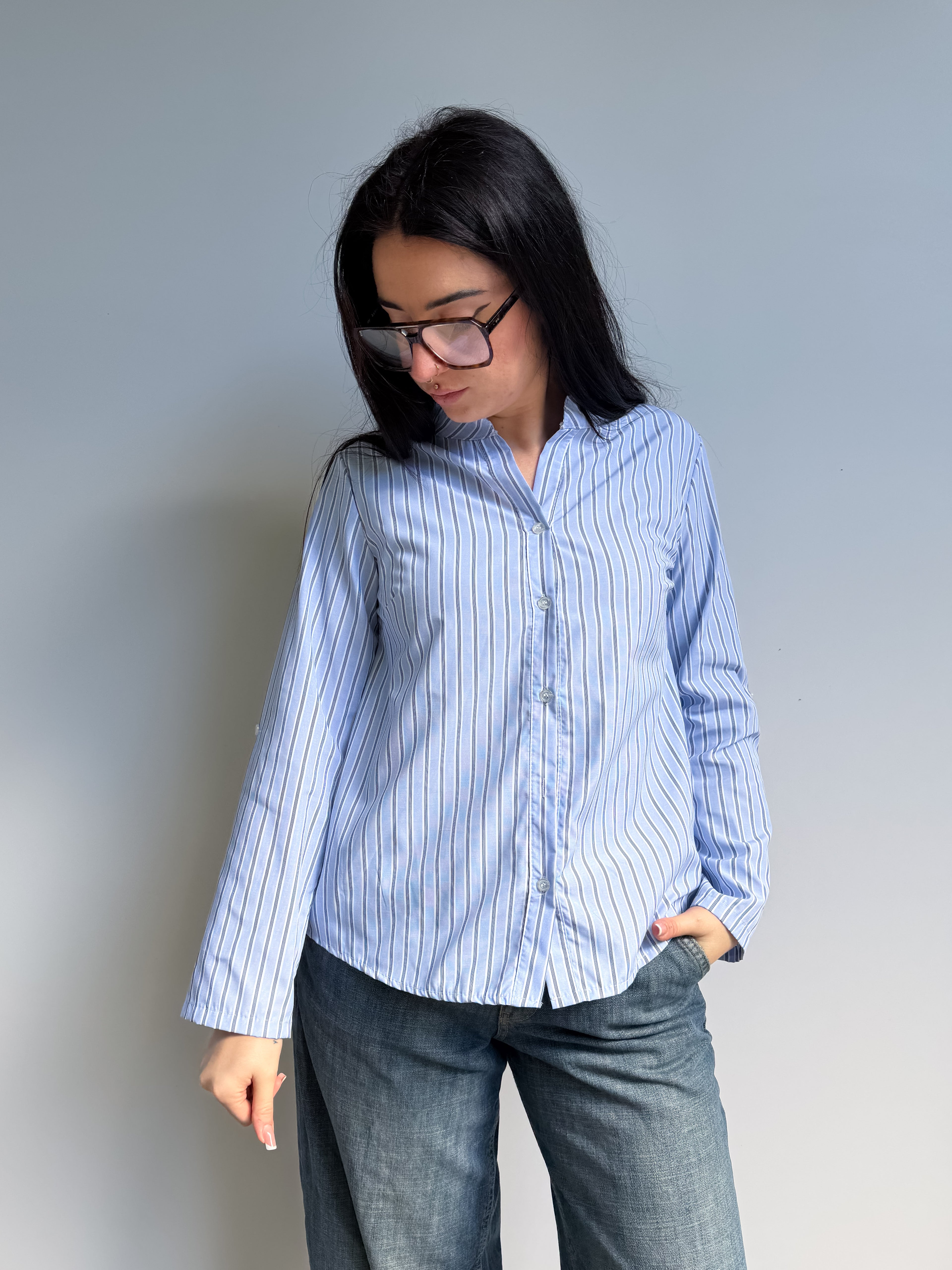 Camicia alla coreana con righe