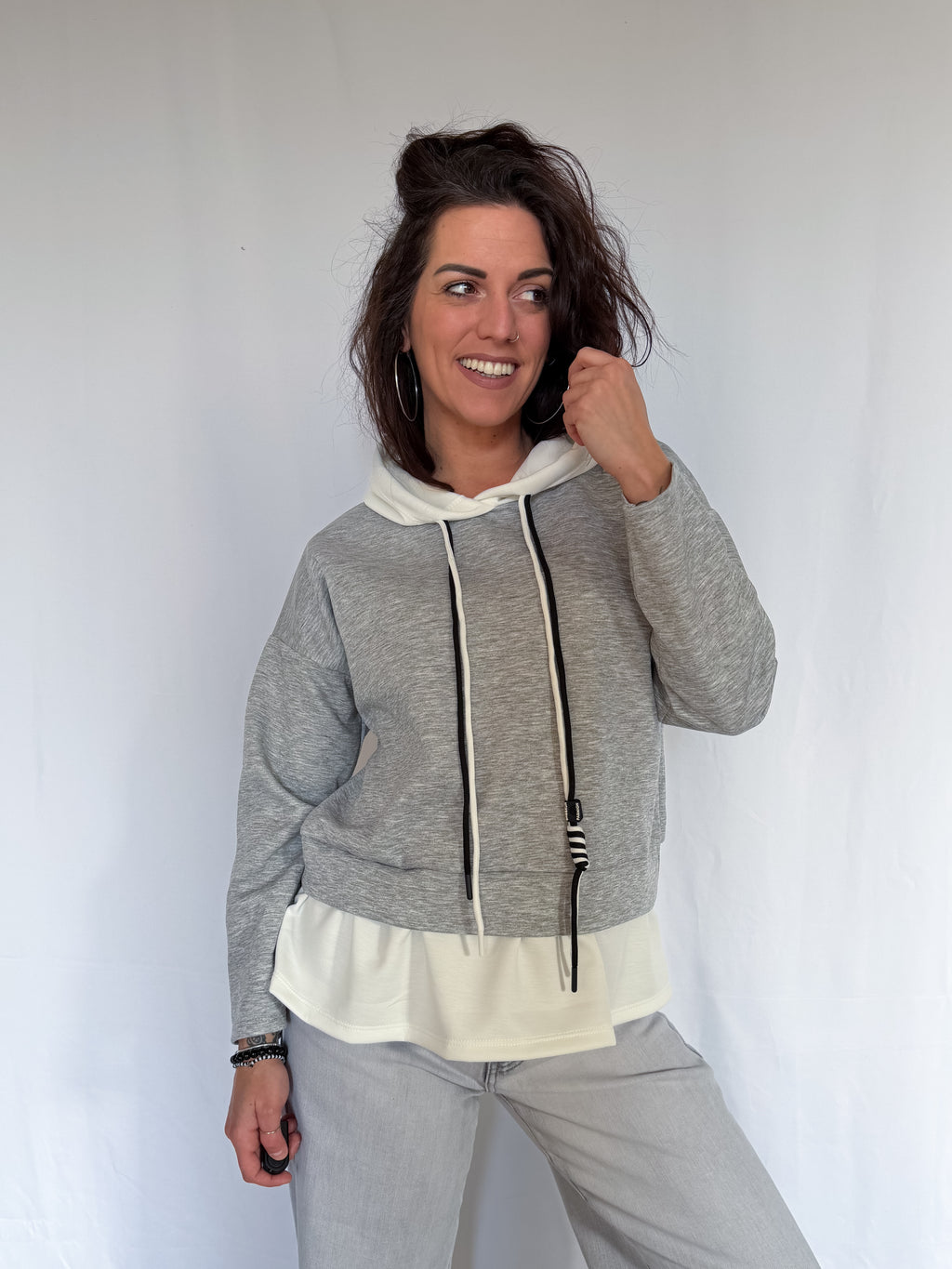 Felpa doppia con cappuccio