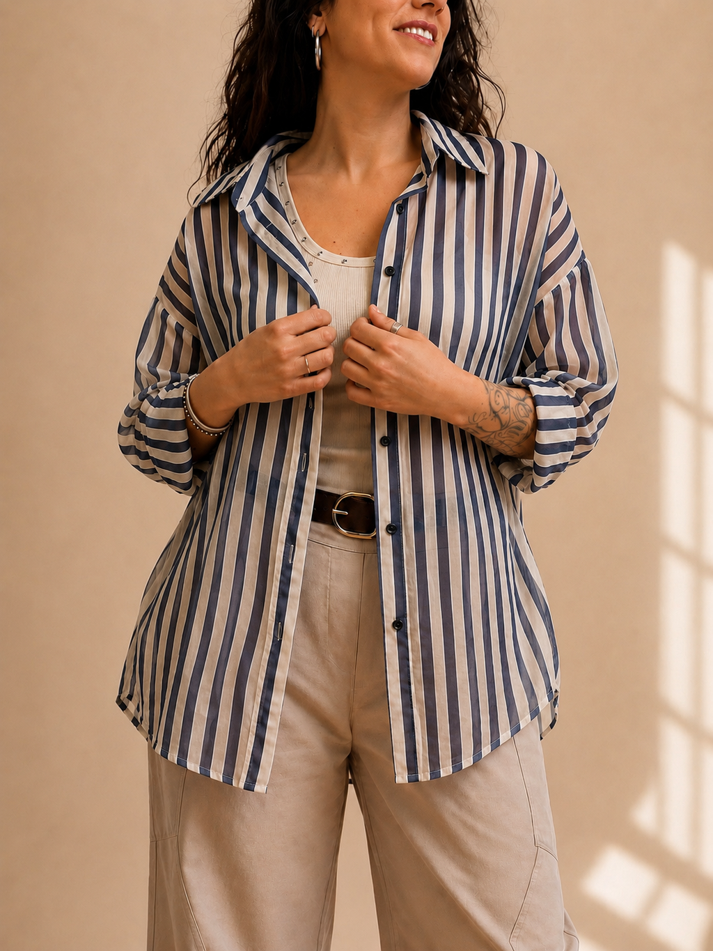 Camicia oversize rigata