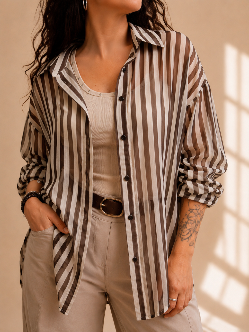 Camicia oversize rigata