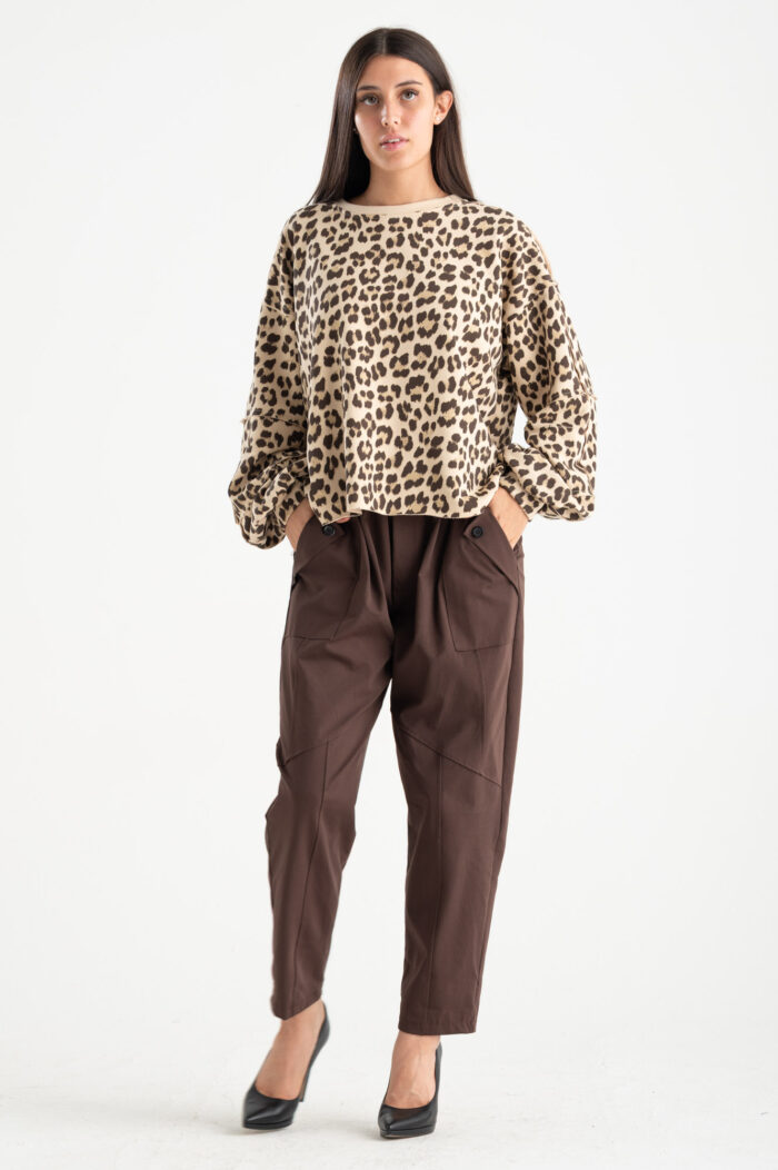 Felpa oversize girocollo maculata - immagine 4