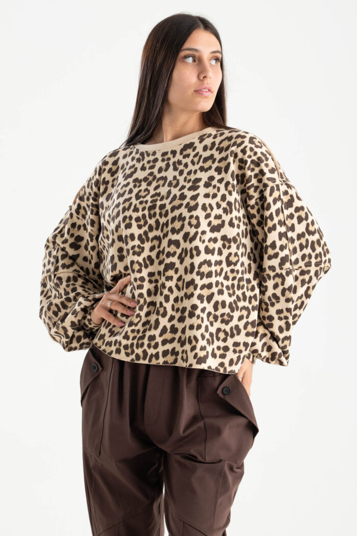 Felpa oversize girocollo maculata - immagine 1