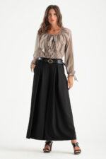 Blusa velata con rouches - immagine 4