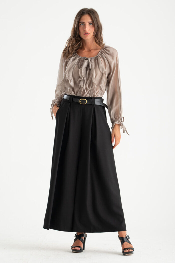Blusa velata con rouches - immagine 4