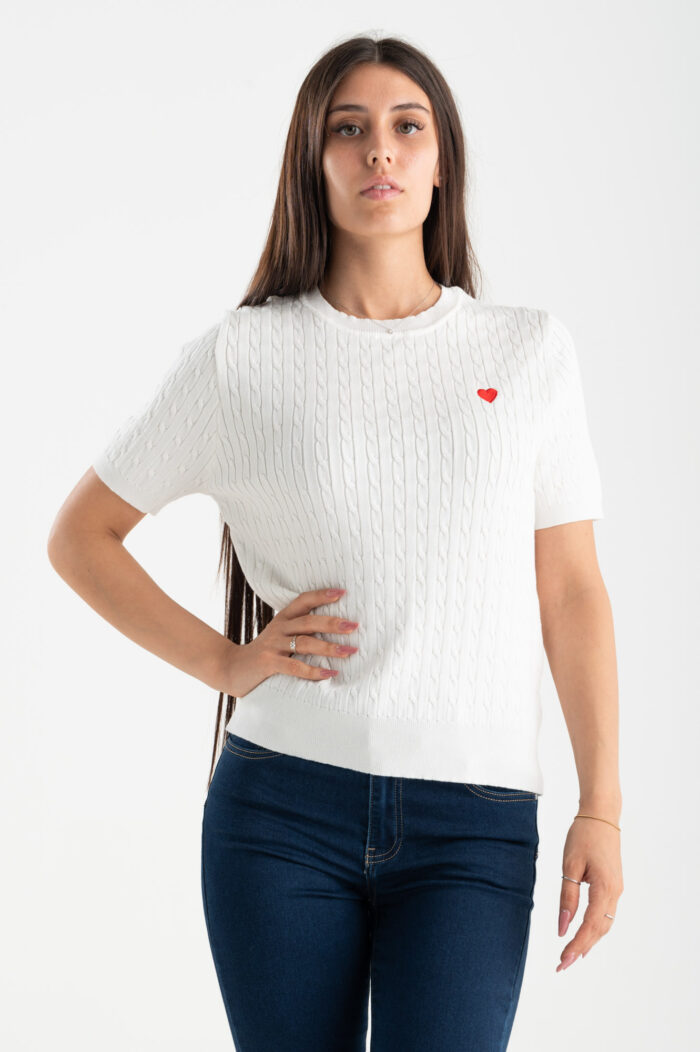 Maglia mezza manica girocollo treccine - immagine 1