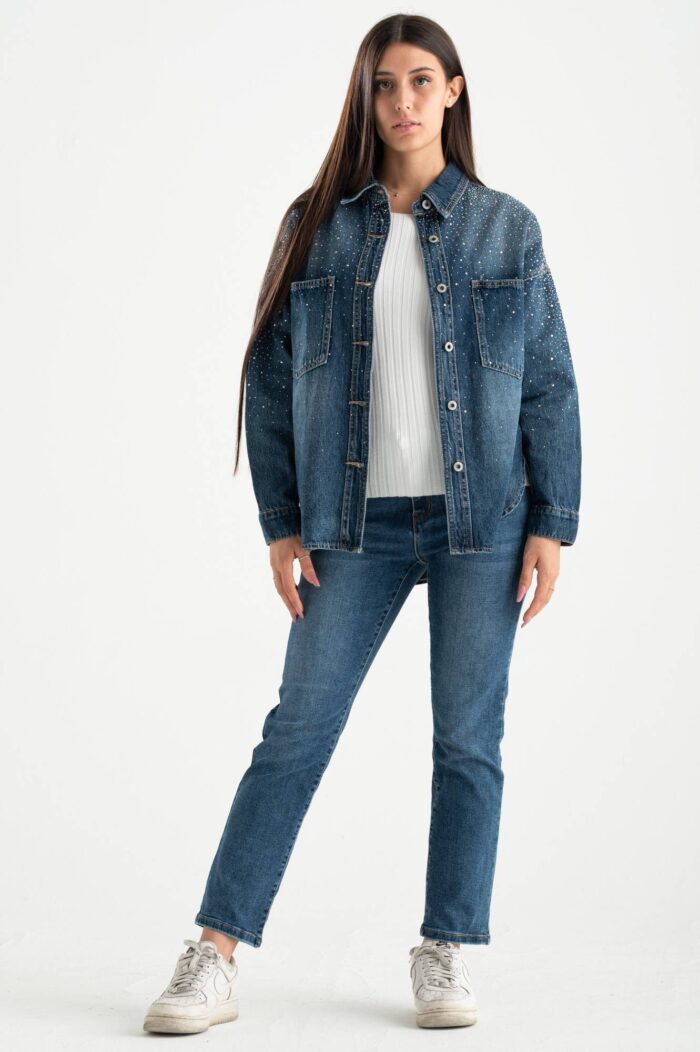Giubbino jeans strass - immagine 4