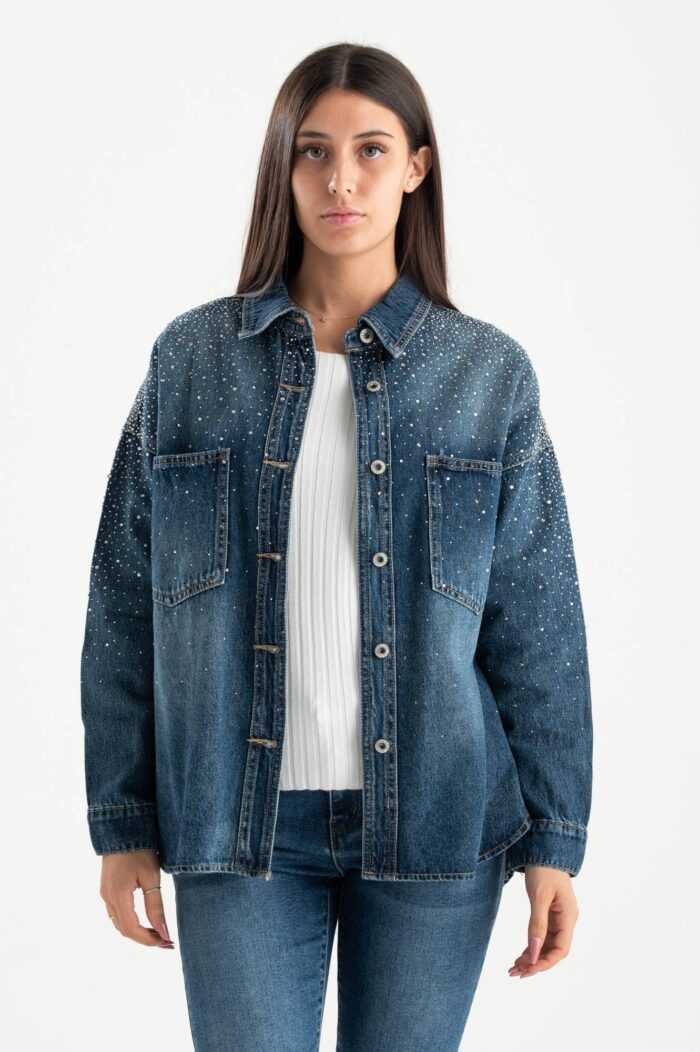 Giubbino jeans strass - immagine 1