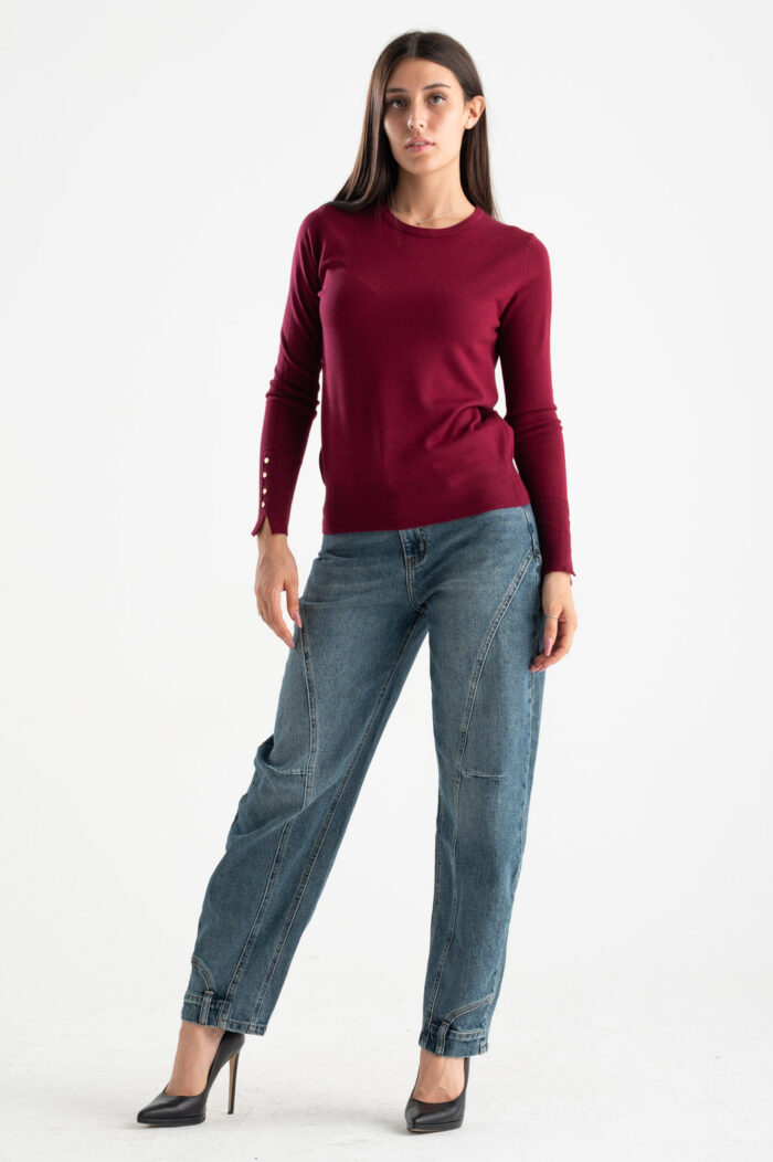 Maglia girocollo polso bottoncini - immagine 4