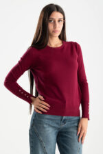 Maglia girocollo polso bottoncini