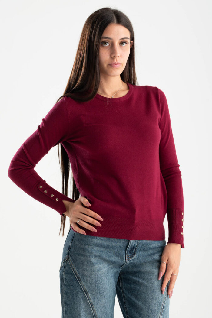 Maglia girocollo polso bottoncini - immagine 1