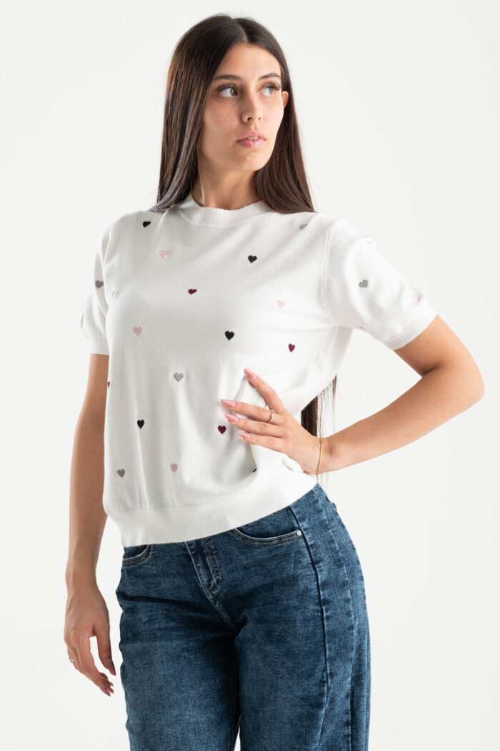 Maglia mezza manica girocollo cuoricini - immagine 1
