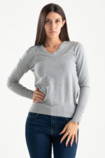 Maglia collo v polso bottoncini
