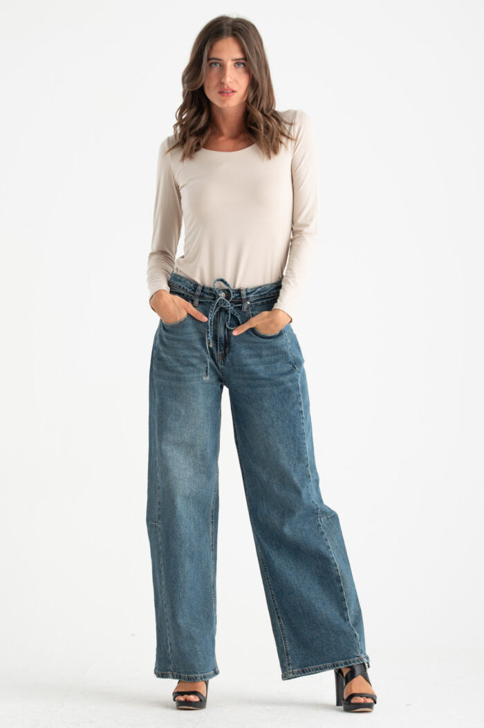 Jeans wide-leg glitterato - immagine 4