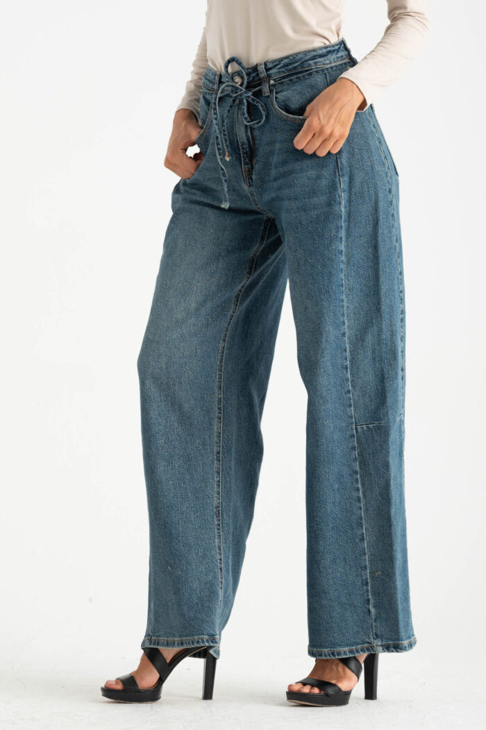 Jeans wide-leg glitterato - immagine 1