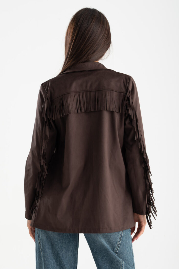 Giacca aperta effetto suede frange - immagine 3