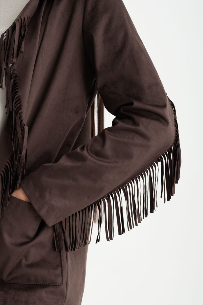 Giacca aperta effetto suede frange - immagine 2