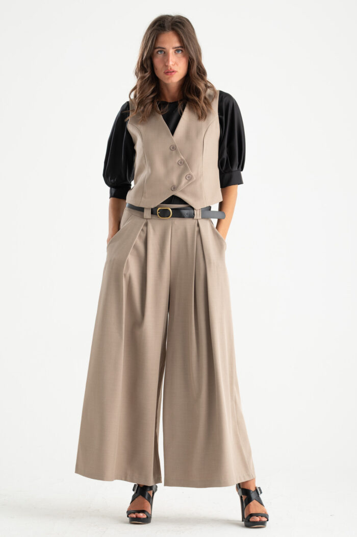 Pantalone palazzo con pences - immagine 4