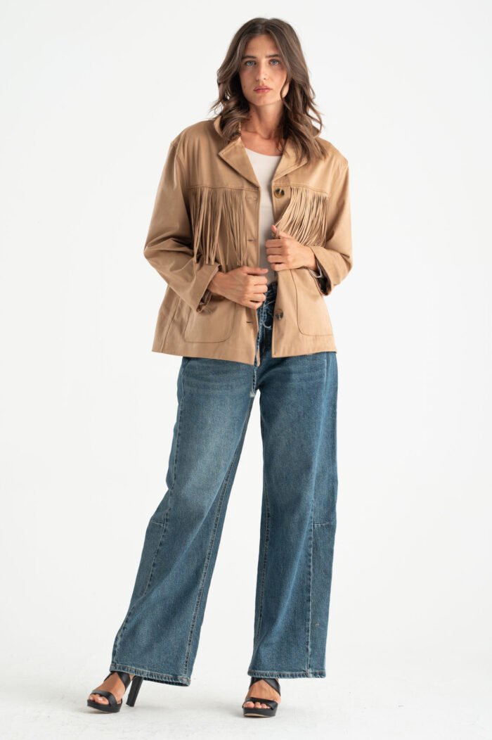 Giacca effetto suede con frange - immagine 4