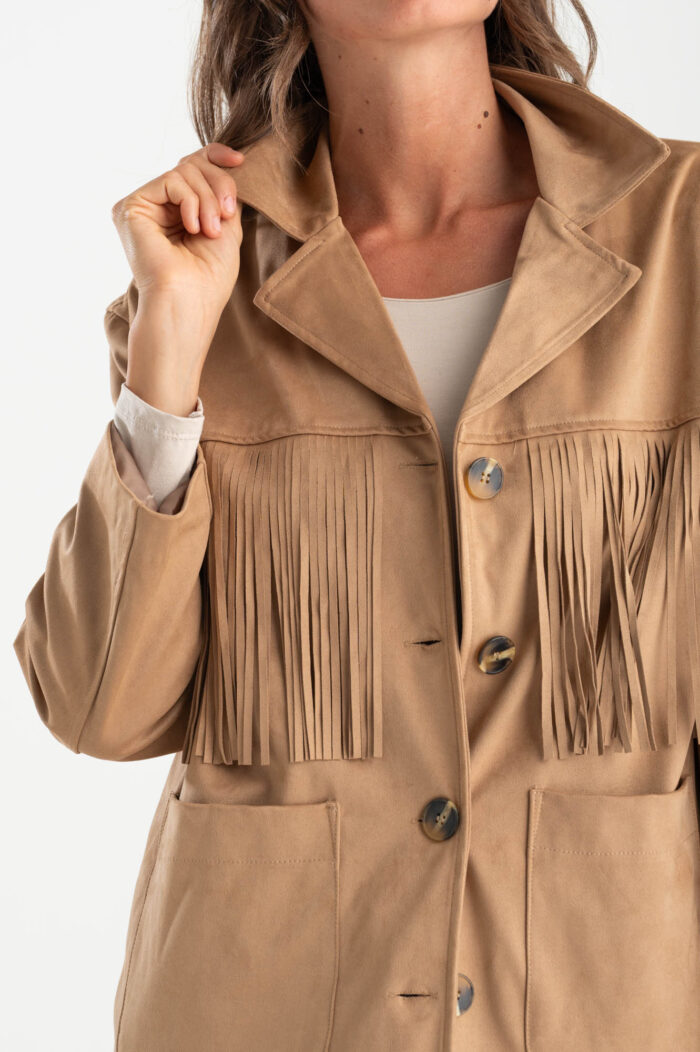 Giacca effetto suede con frange - immagine 2
