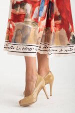 Abito satin lungo fantasia - immagine 4