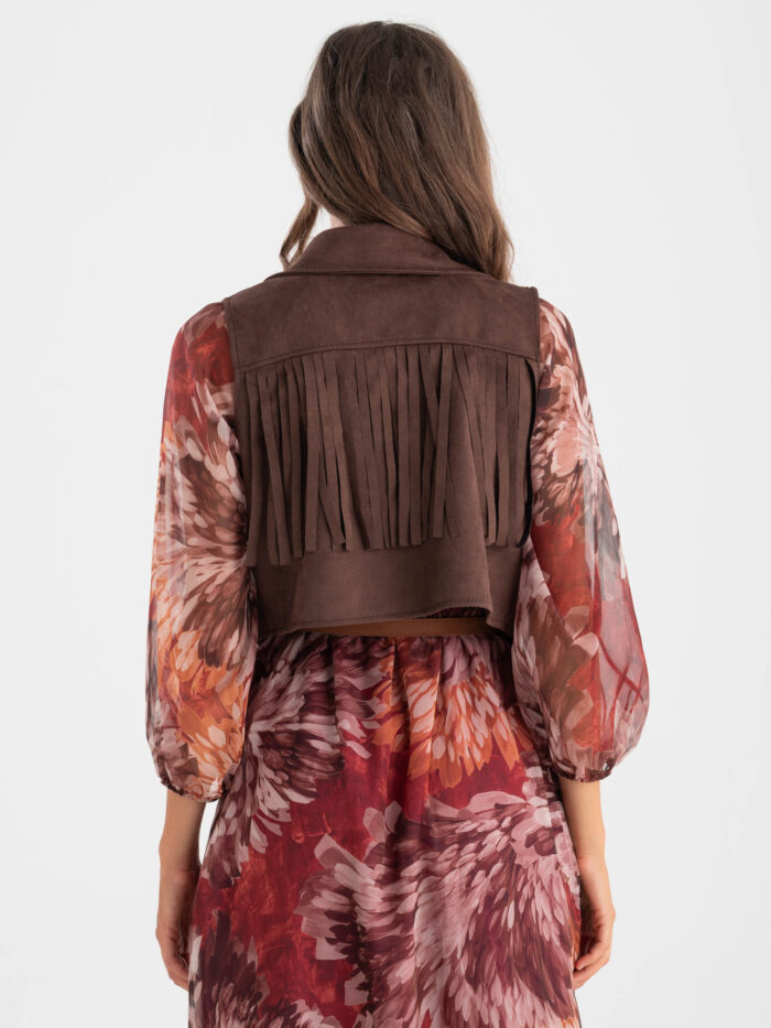 Gilet crop frange - immagine 3