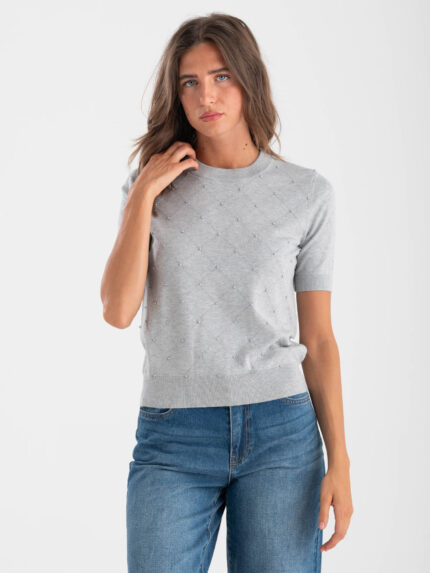 Maglia mezza manica perline
